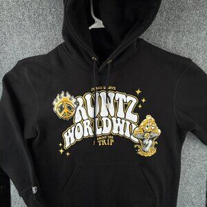 Runtz Worldwide Hoodie Men XL Pullover Graphic Logo Black Gold Mushroom Trippy